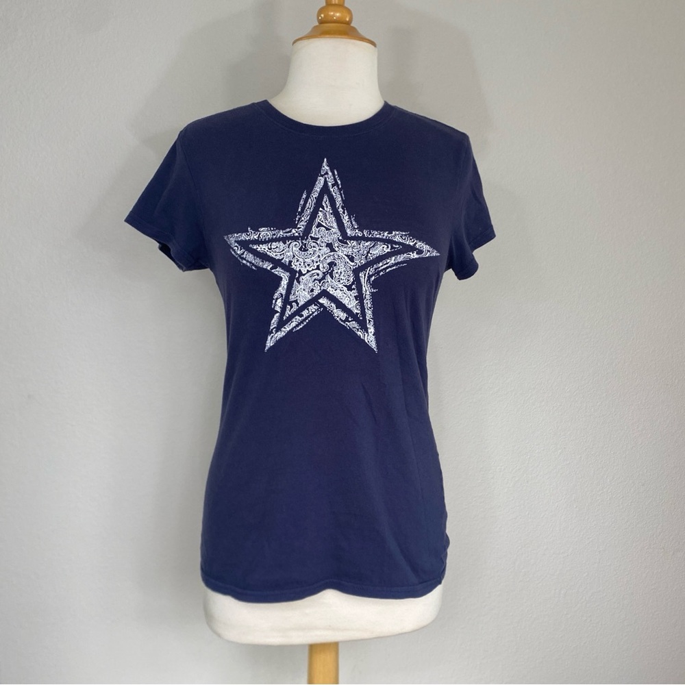 Her Style NFL Dallas Cowboys Women Navy Graphic T-Shirt Size Small Casual Sporty